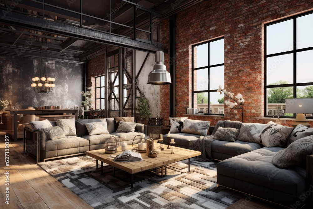 Luxurious industrial style can be seen in the interior design of the ...