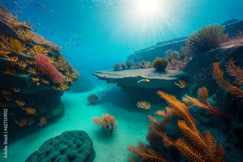coral reef in sea generated by AI tool