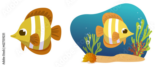Bright and Colorful Cartoon Fish. Children's Vector Illustration. Vibrant and lively vector illustration of a cute and friendly fish character