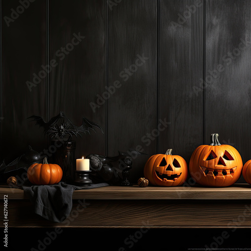 Halloween pumpkin on a wooden background