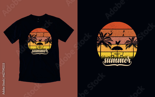 Sun-Kissed Summers, Embrace the Sunshine, Summer T-shirt Design photo
