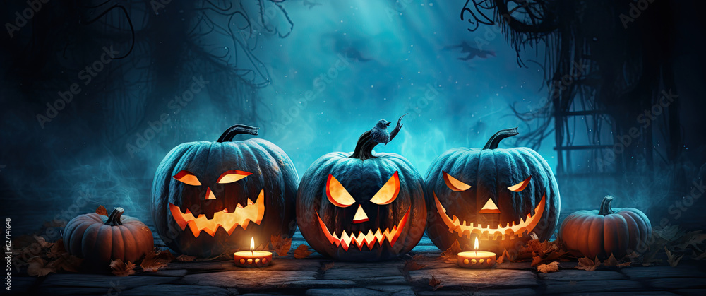 Jack o lantern halloween pumpkins - obrazy, fototapety, plakaty 