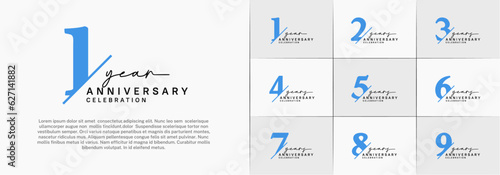 set of anniversary logo with blue and black color can be use for celebration