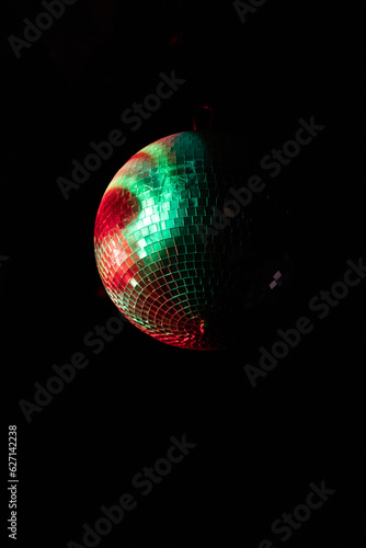 red and green disco ball