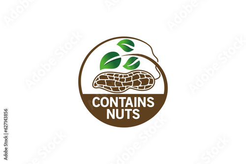 Peanuts logo design, vector illustration label contains natural peanuts