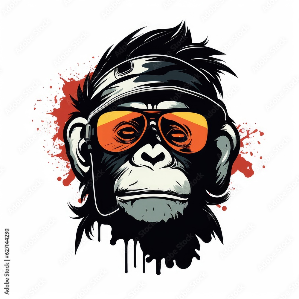 Monkey Steam punk. for tshirt, hoodie, website, print, application, logo, clip art, poster and print on demand merchandise