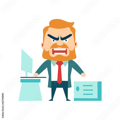 Angry and exasperated employee, character illustration
