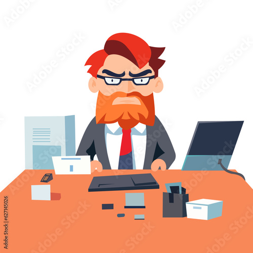 Angry and exasperated employee, character illustration