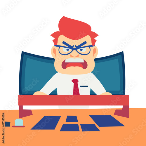 Angry and exasperated employee, character illustration