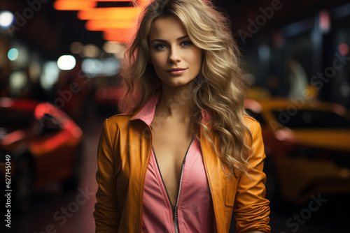 Sleek and Fearless: Young Woman with Sports Car - Generative AI © Stefan