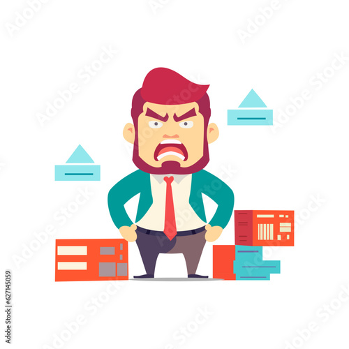 Angry and exasperated employee, character illustration