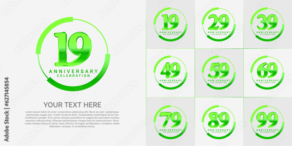 set of anniversary logo with green number in circle can be use for celebration set of anniversary logo with green number in circle can be use for celebration