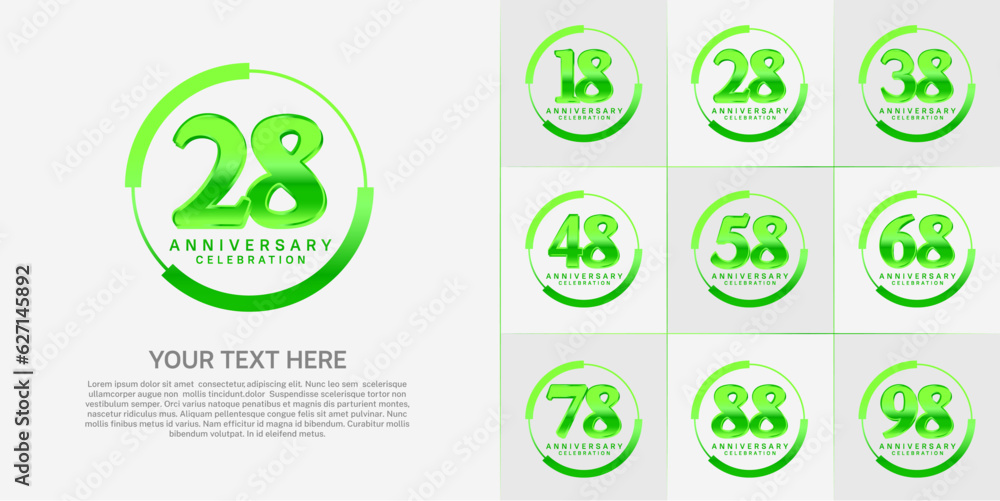 set of anniversary logo with green number in circle can be use for celebration set of anniversary logo with green number in circle can be use for celebration