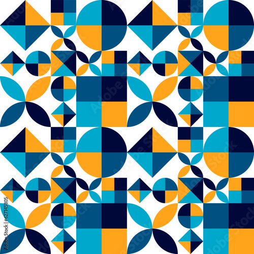 Seamless Abstract Geometric Pattern Decorative Ornament Wall Textile Fabric Background Seamless Vector Illustration Black Blue