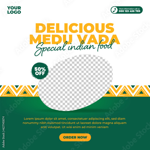 Delicious indian food menu social media post design template