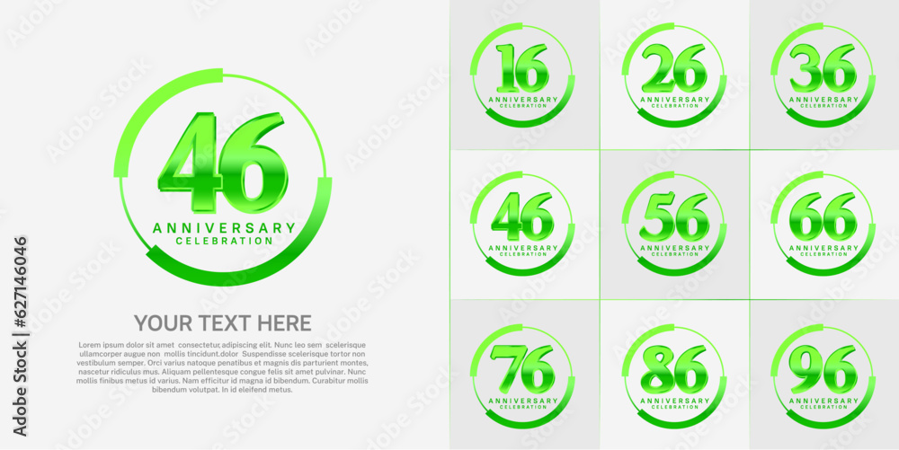 set of anniversary logo with green number in circle can be use for celebration set of anniversary logo with green number in circle can be use for celebration