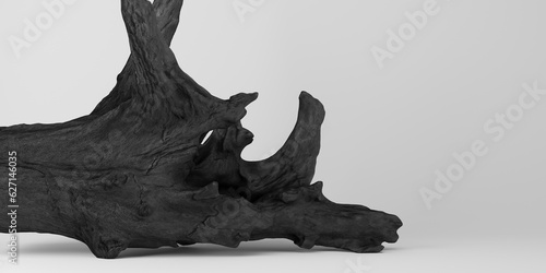 Fototapeta Naklejka Na Ścianę i Meble -  3d cosmetic background. 3d display rustic black wood for cosmetic and products background. 3d rendering illustration