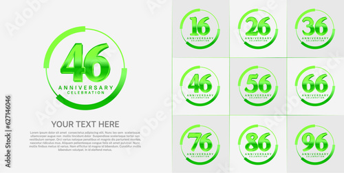 set of anniversary logo with green number in circle can be use for celebration