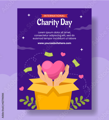 International Day of Charity Vertical Poster Flat Cartoon Hand Drawn Templates Background Illustration