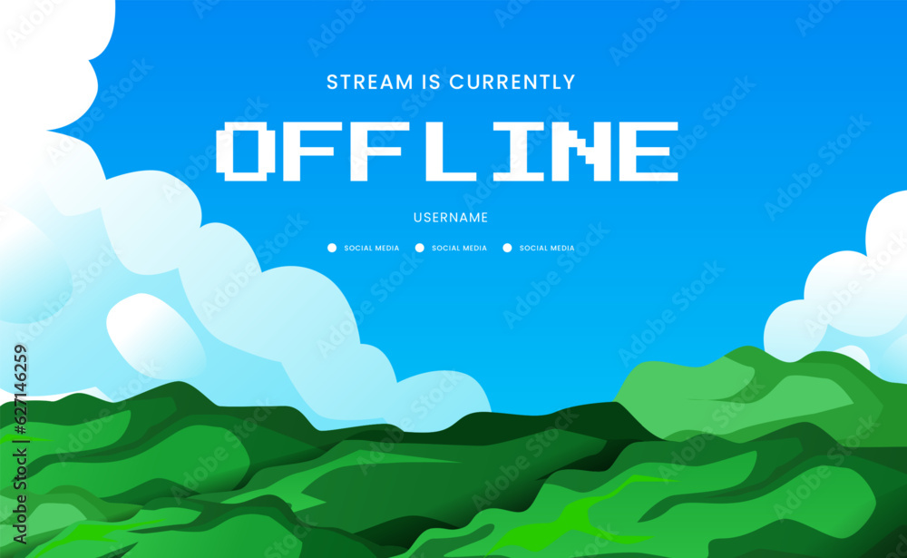 calm nature landscape scene with grass and cloud for offline stream for gamer
