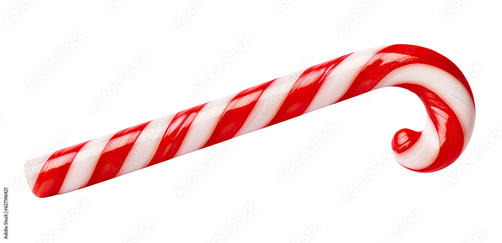 Fototapeta premium Traditional Christmas candy cane isolated on transparent background