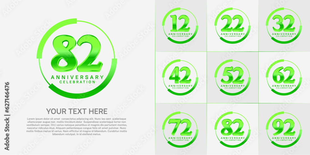 set of anniversary logo with green number in circle can be use for celebration set of anniversary logo with green number in circle can be use for celebration
