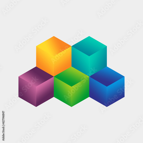 Abstract Vector Illustration Composition Of 3d Cubes 