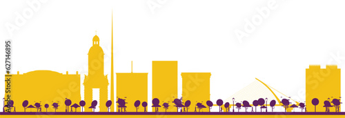 Photography Abstract Dublin Ireland City Skyline Silhouette with Color Buildings