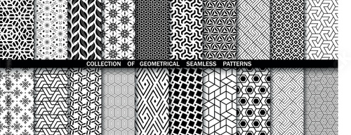Geometric set of black and white patterns. Simpless vector graphics