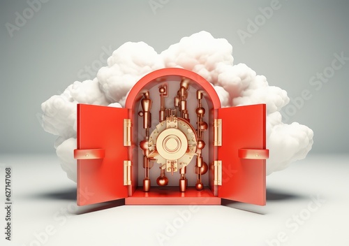 Cloud Computing Ransomware Cyber Security Internet Technology 3d illustration. AI Generative.