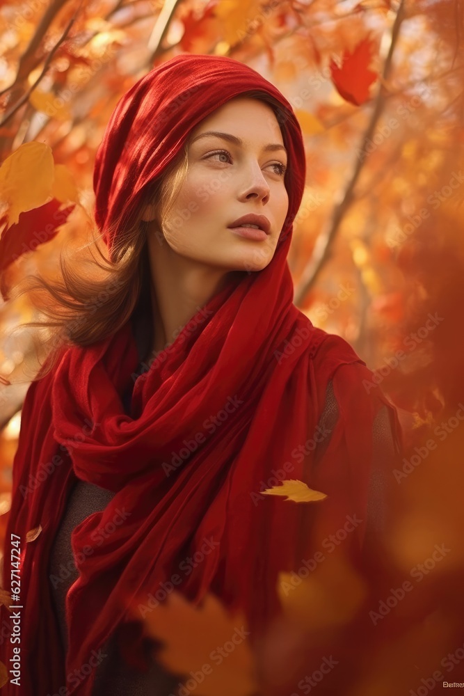 woman in a cozy sweater, enjoying autumn foliage woman in a cozy sweater, enjoying autumn foliage