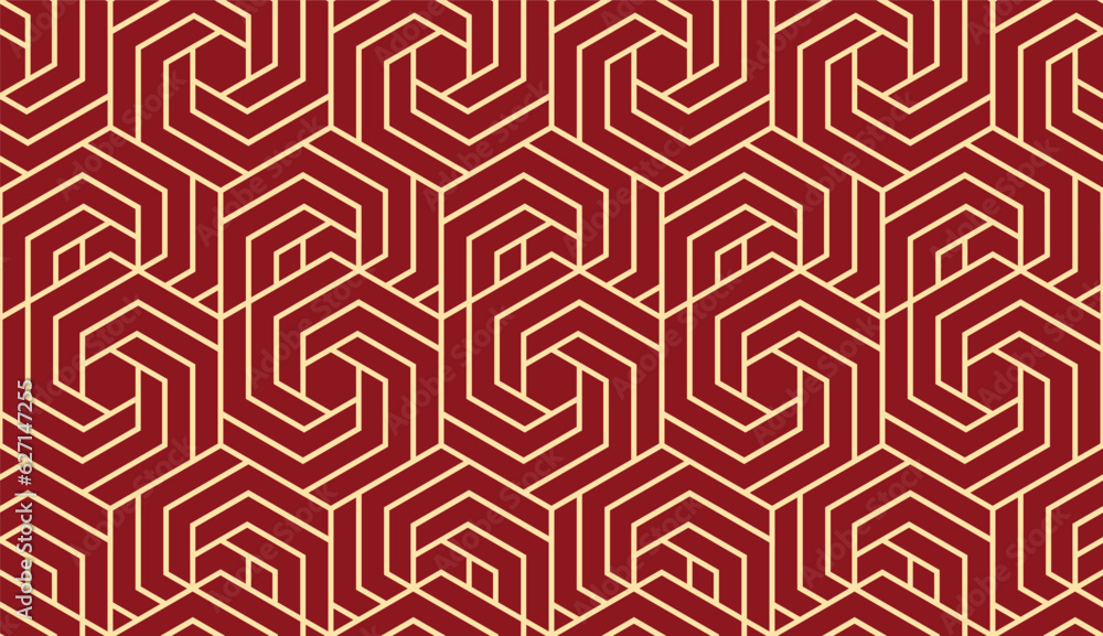 Abstract geometric pattern with stripes, lines. Seamless vector background. Gold and red ornament. Simple lattice graphic design Abstract geometric pattern with stripes, lines. Seamless vector background. Gold and red ornament. Simple lattice graphic design