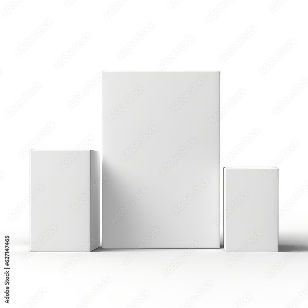 blank packaging boxes - open and closed mockup, isolated on white background. AI Generative blank packaging boxes - open and closed mockup, isolated on white background. AI Generative