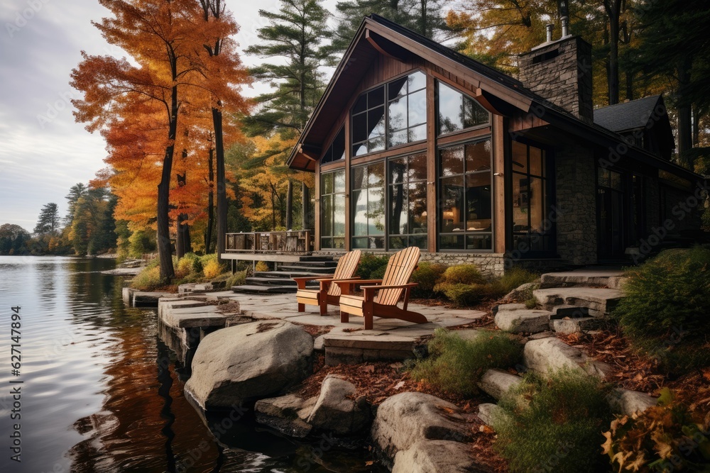 Obraz premium autumn landscape with a bridge