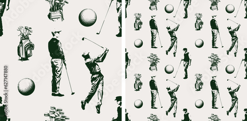 Golf Golfing Elegant Sport Vintage Seamless Pattern Vector Illustration © Levin