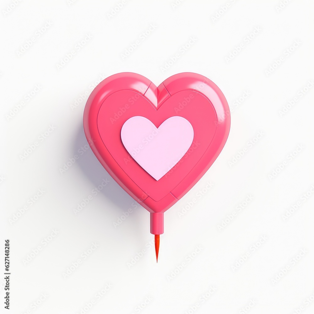 3d Red heart shape isolated on white.valentine concept icon. AI Generative