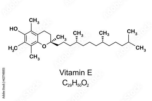 Formula of chemical structure of Vitamin B 6, Vitamin E .Vitamin C .Vector EPS 10.