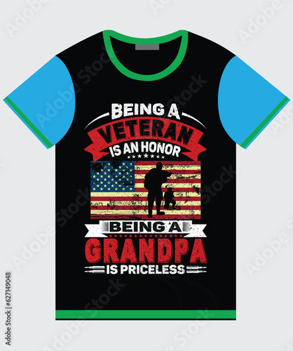 Veteran Grandpa T-Shirt Design 