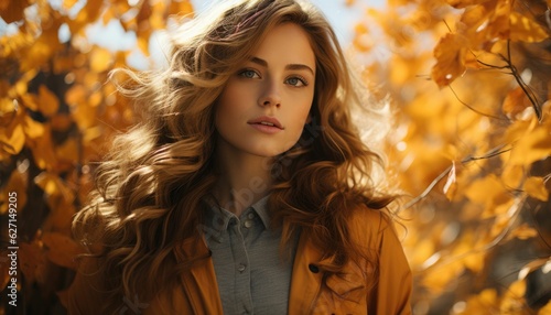 portrait woman in autumn day