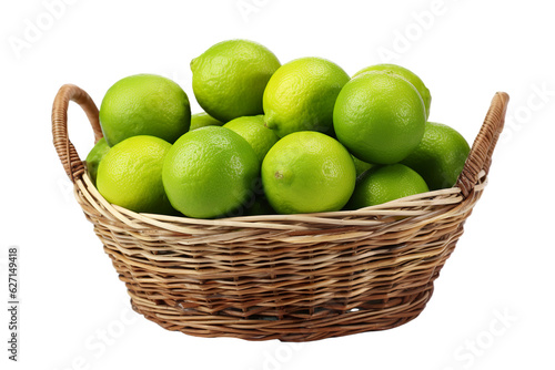 A realistic portrait of lime in a basket isolated PNG