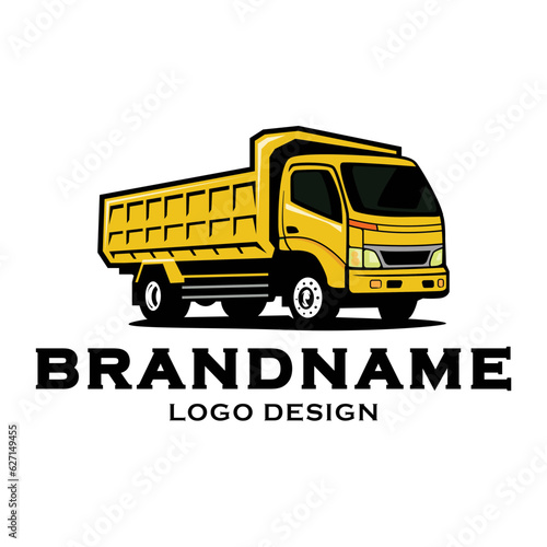 Yellow and black dump truck logo vector. Suitable for garbage or recycling company.