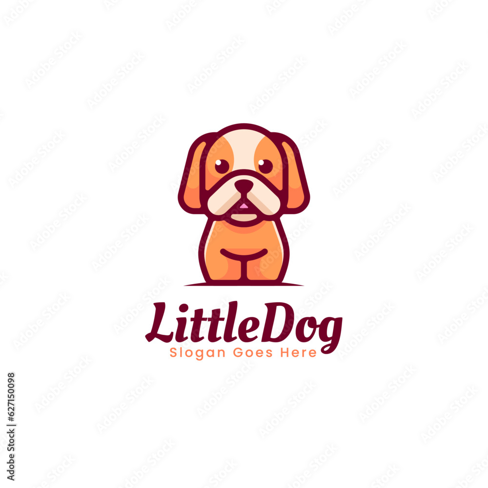 Vector Logo Illustration Little Dog Simple Mascot Style Vector Logo Illustration Little Dog Simple Mascot Style