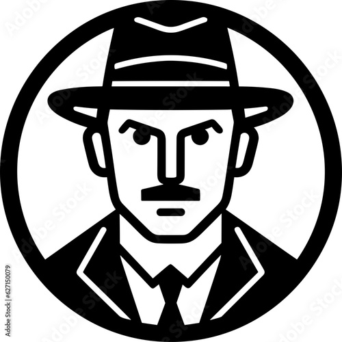 Detective investigator avatar logo single icon svg vector