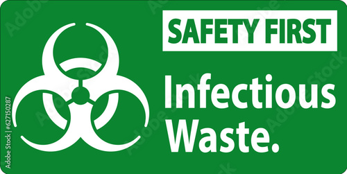 Safety First Label Infectious Waste Sign