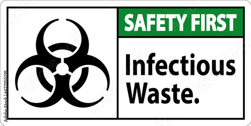 Safety First Label Infectious Waste Sign