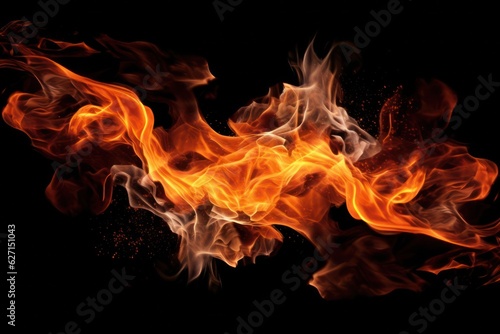 close up of a fire on a black background  created by Generative AI