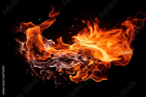 close up of a fire on a black background, created by Generative AI © Ismail
