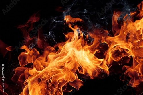 close up of a fire on a black background  created by Generative AI