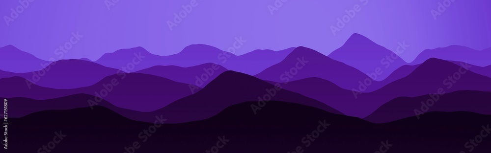 design mountains peaks at the dawn time digital graphic backdrop illustration