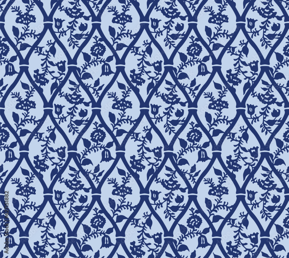Japanese Flower Vine Diamond Vector Seamless Pattern Japanese Flower Vine Diamond Vector Seamless Pattern